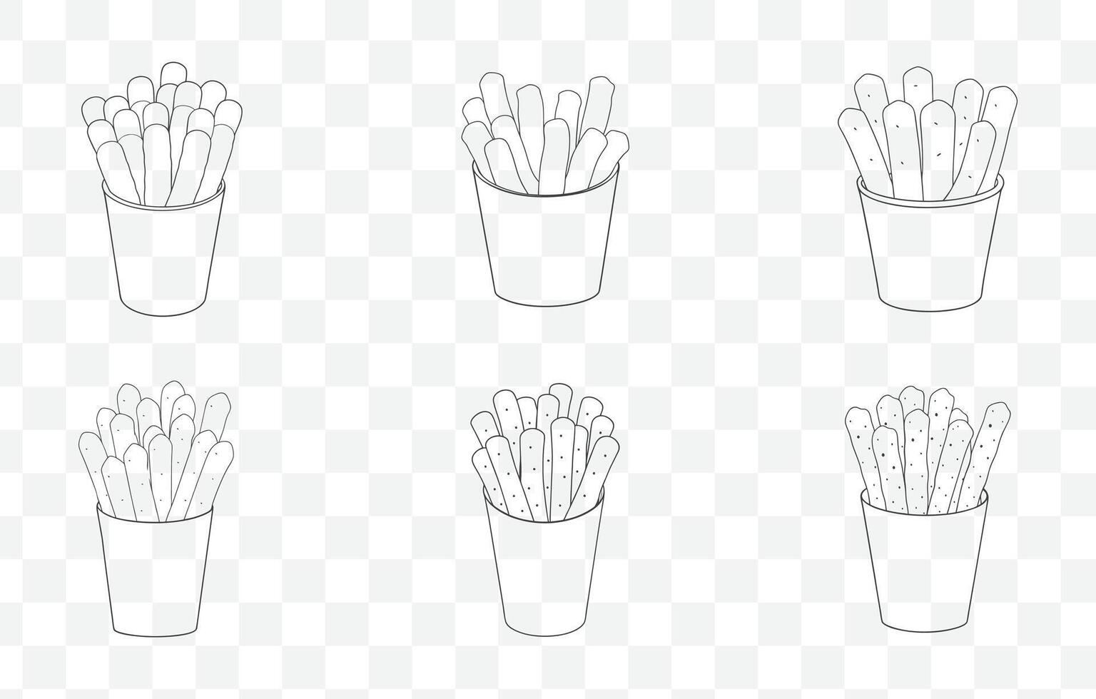 Print Mozzarella Sticks Line Art Collection for Creative Design Projects vector