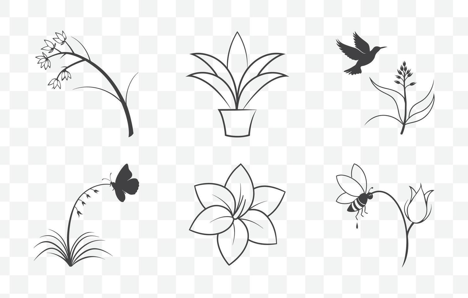 Print Yucca Flower Line Art Set for Digital Design and Illustration High-Quality Artwork vector