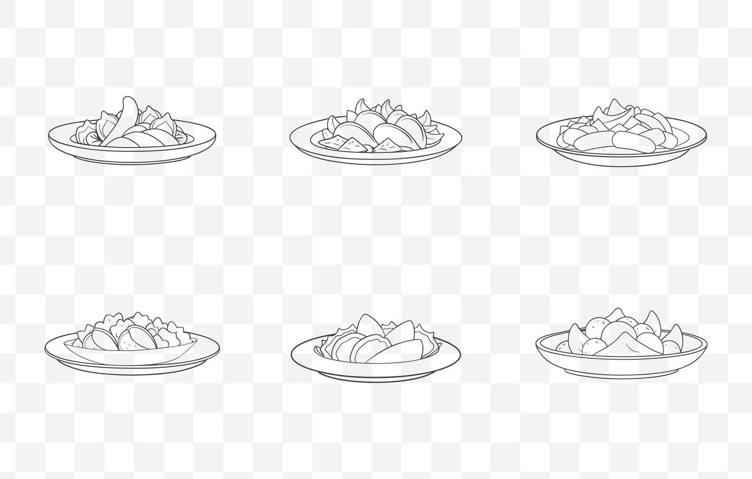 Print Comprehensive Fajitas Line Art Set Featuring Detailed Illustrations of Classic Mexican Dish Ingredients vector
