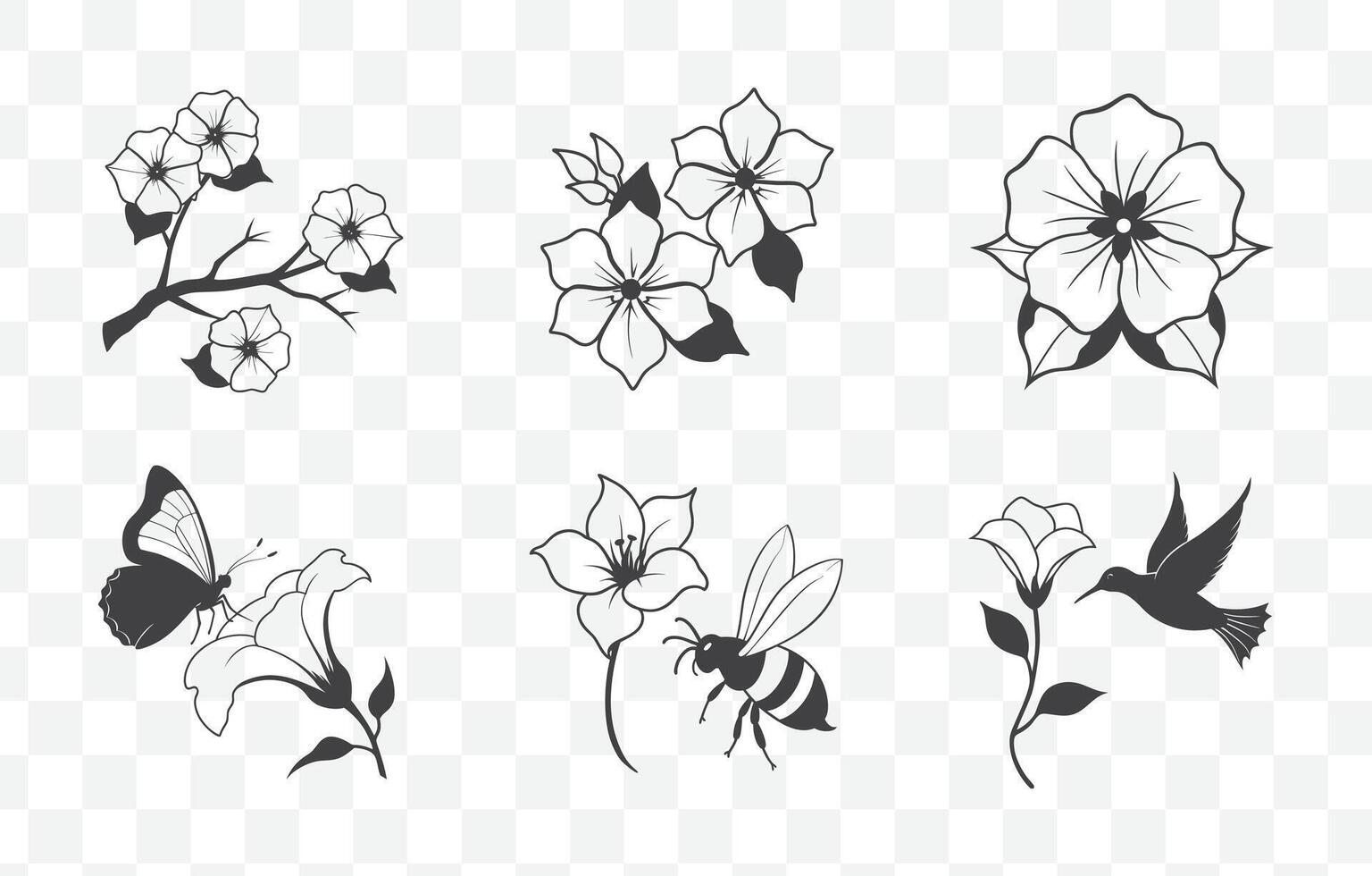 Print Four OClock Flower Line Art Set for Graphic Design and Illustration, Beautiful and Elegant Floral Artwork vector