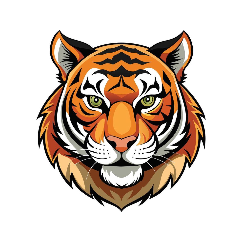 Dynamic and Colorful Tiger Head Design vector