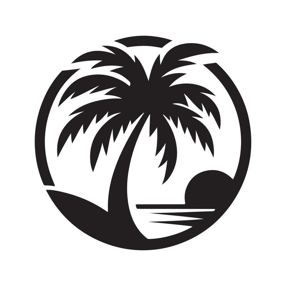 Stylish Palm Tree Silhouette Illustration Design vector
