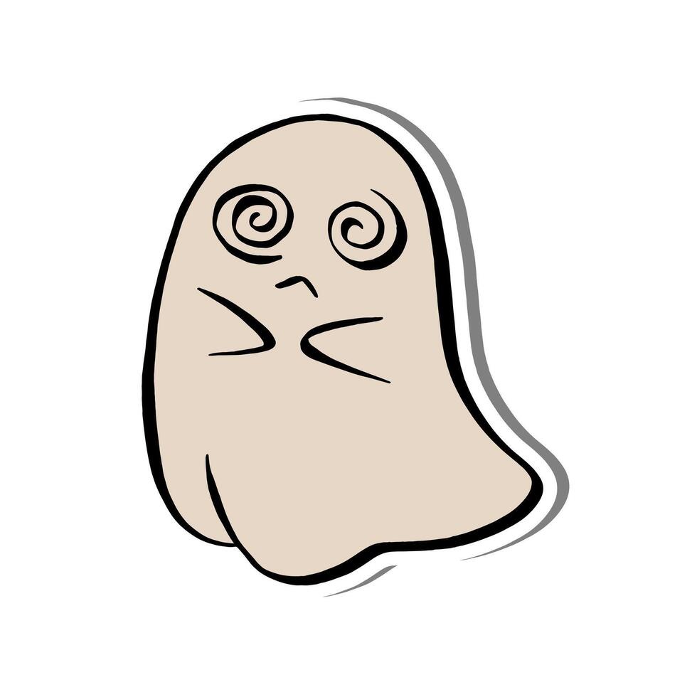 Illustration of Halloween Ghost Confused Doodle Cartoon Line with Color on white background. vector