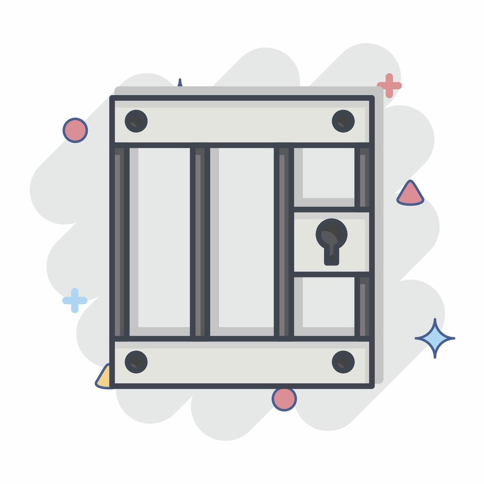 Icon Prison. related to War Military symbol. comic style. simple illustration vector