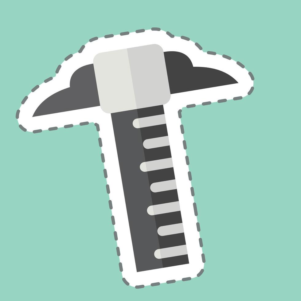 Sticker line cut Tee Square. related to Measuring symbol. simple illustration vector