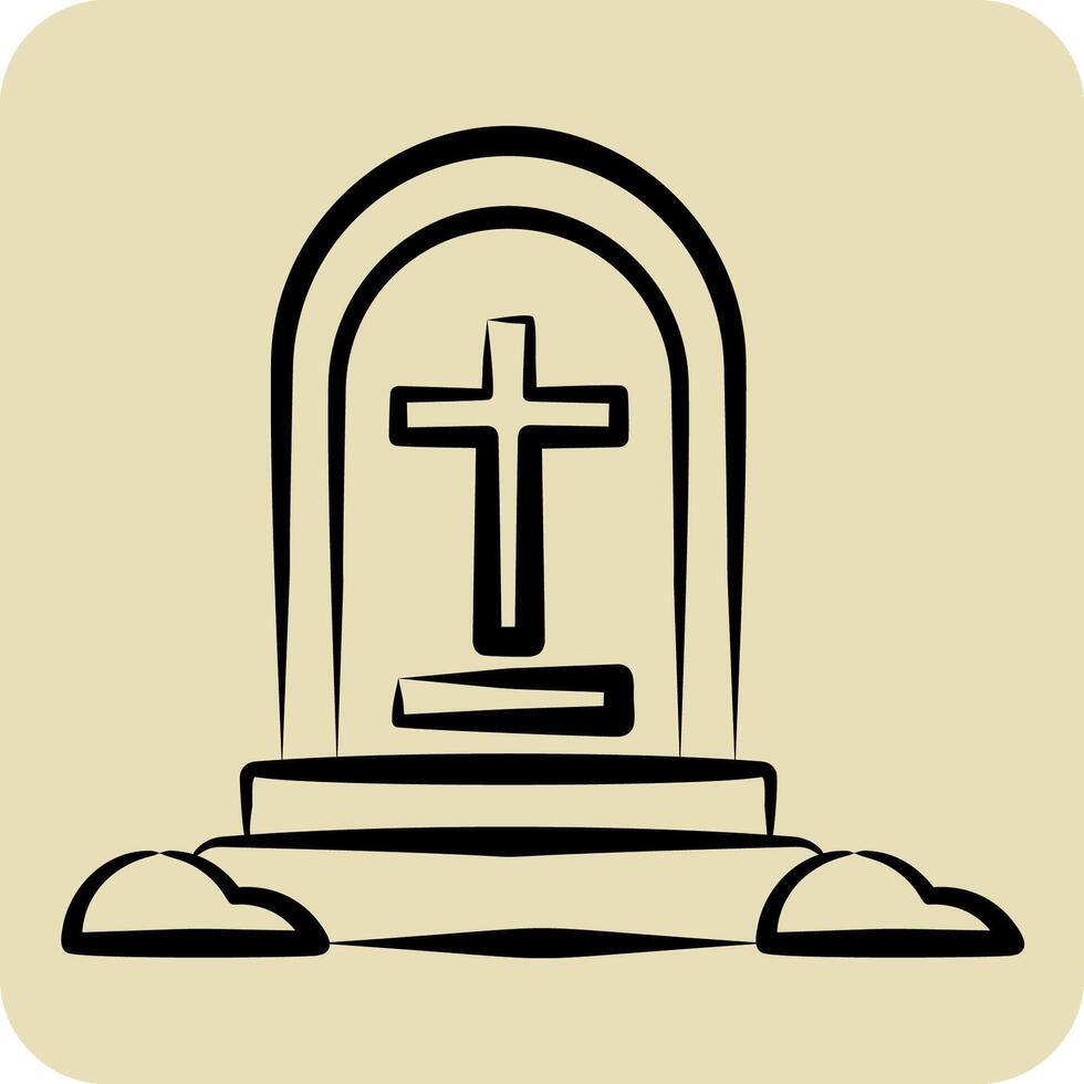 Icon Grave Stone. related to War Military symbol. hand drawn style. simple illustration vector