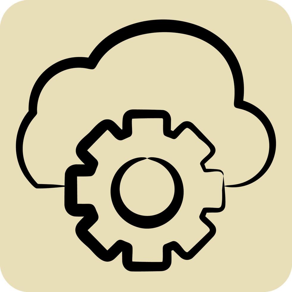 Icon Cloud Management. related to Network symbol. hand drawn style. simple illustration vector