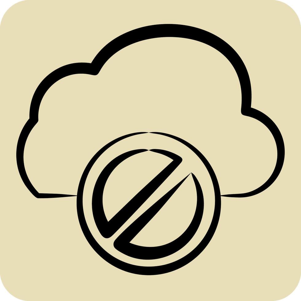 Icon Cloud Block. related to Network symbol. hand drawn style. simple illustration vector