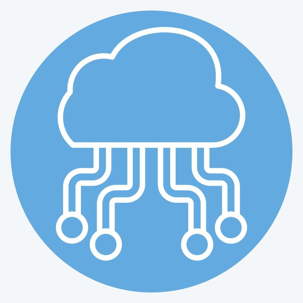 Icon Cloud Hosting. related to Network symbol. blue eyes style. simple illustration vector