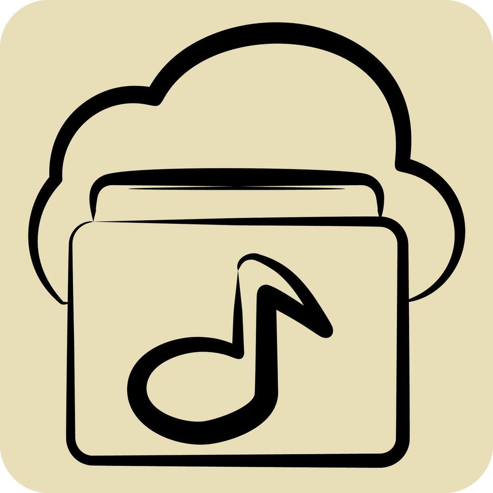 Icon Cloud Music. related to Network symbol. hand drawn style. simple illustration vector