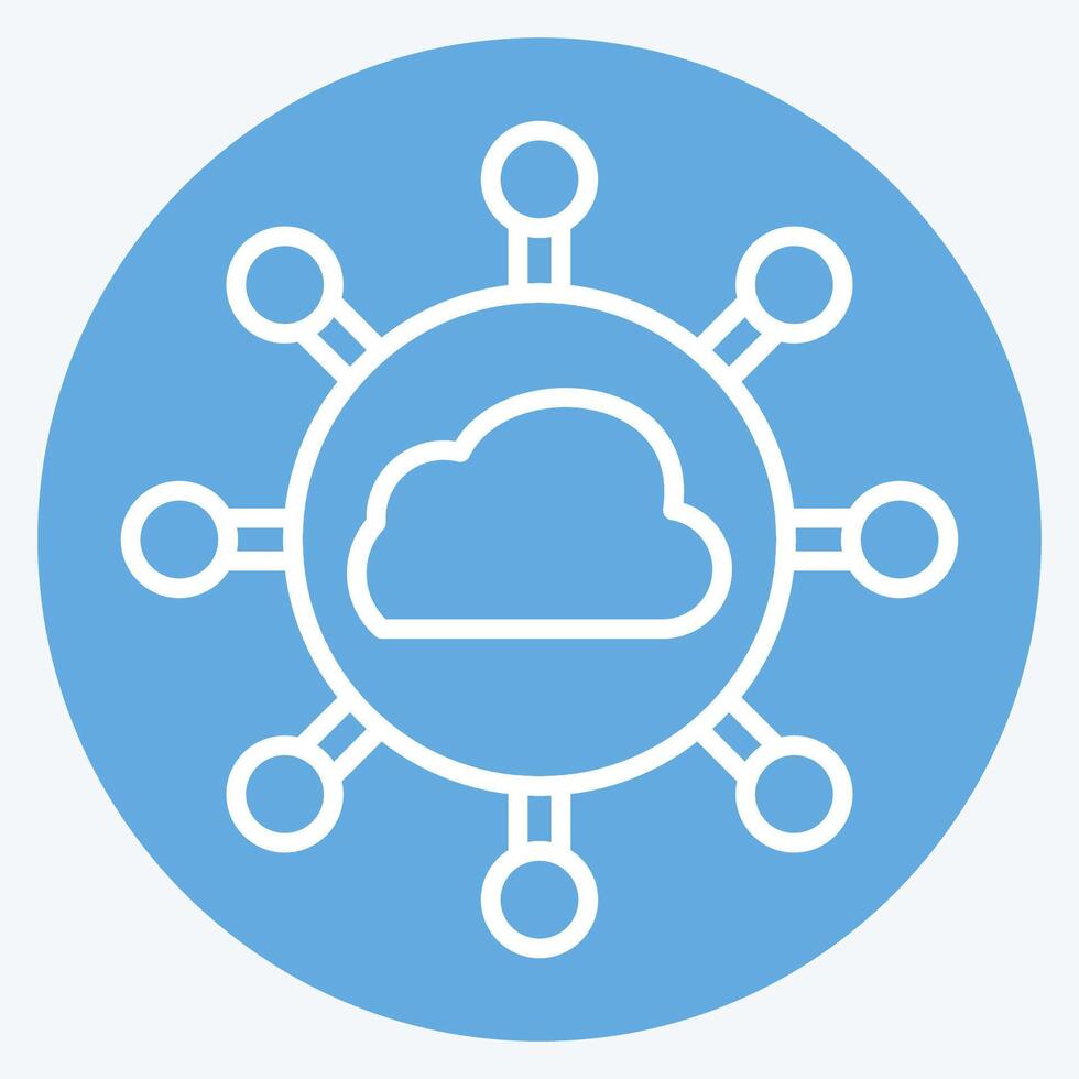 Icon Cloud Network. related to Network symbol. blue eyes style. simple illustration vector