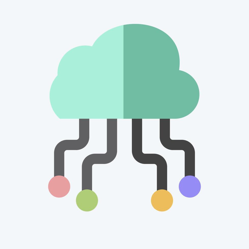Icon Cloud Hosting. related to Network symbol. flat style. simple illustration vector