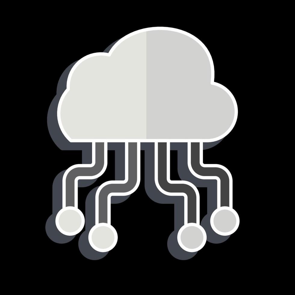 Icon Cloud Hosting. related to Network symbol. glossy style. simple illustration vector