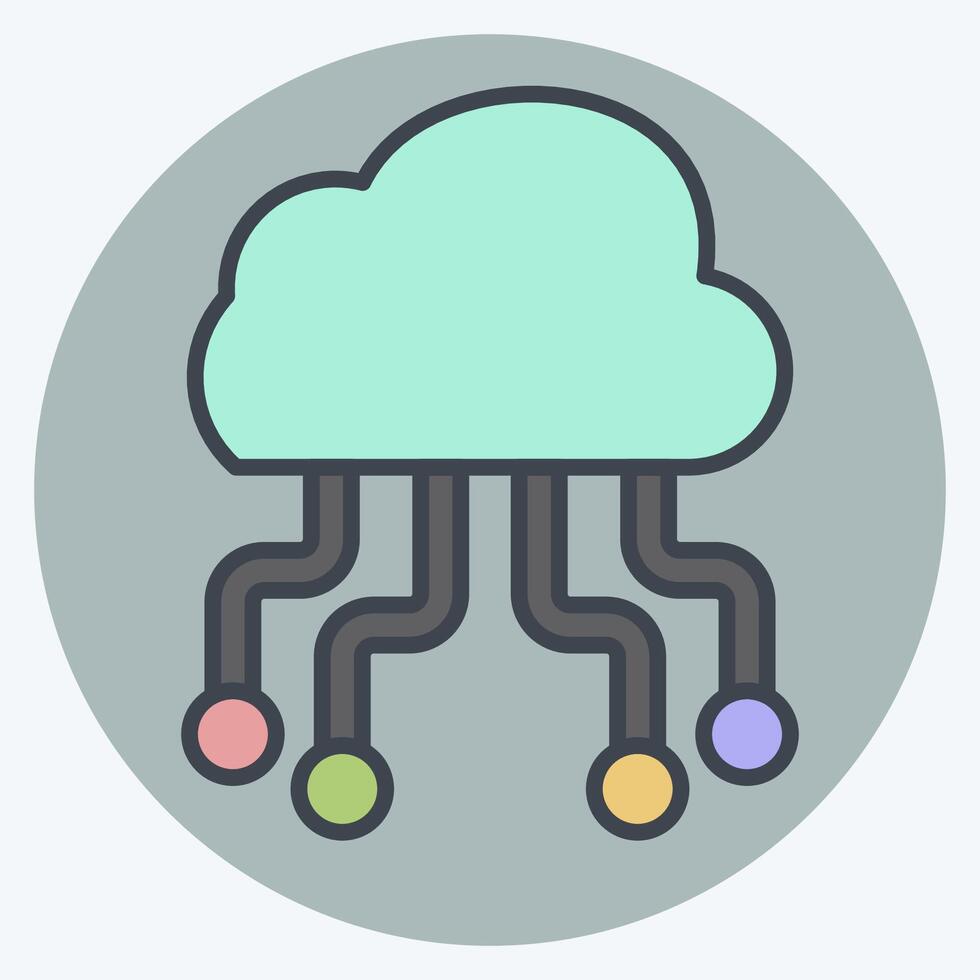 Icon Cloud Hosting. related to Network symbol. color mate style. simple illustration vector