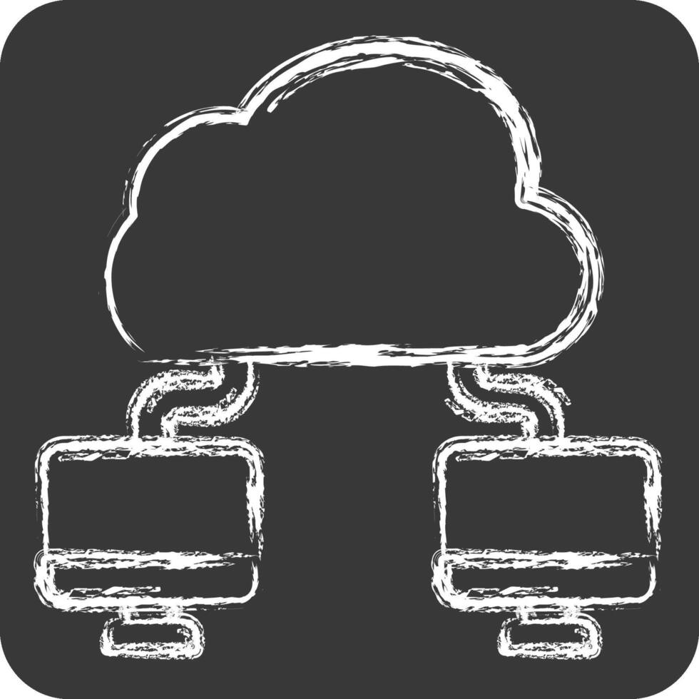 Icon Cloud Connection. related to Network symbol. chalk Style. simple illustration vector