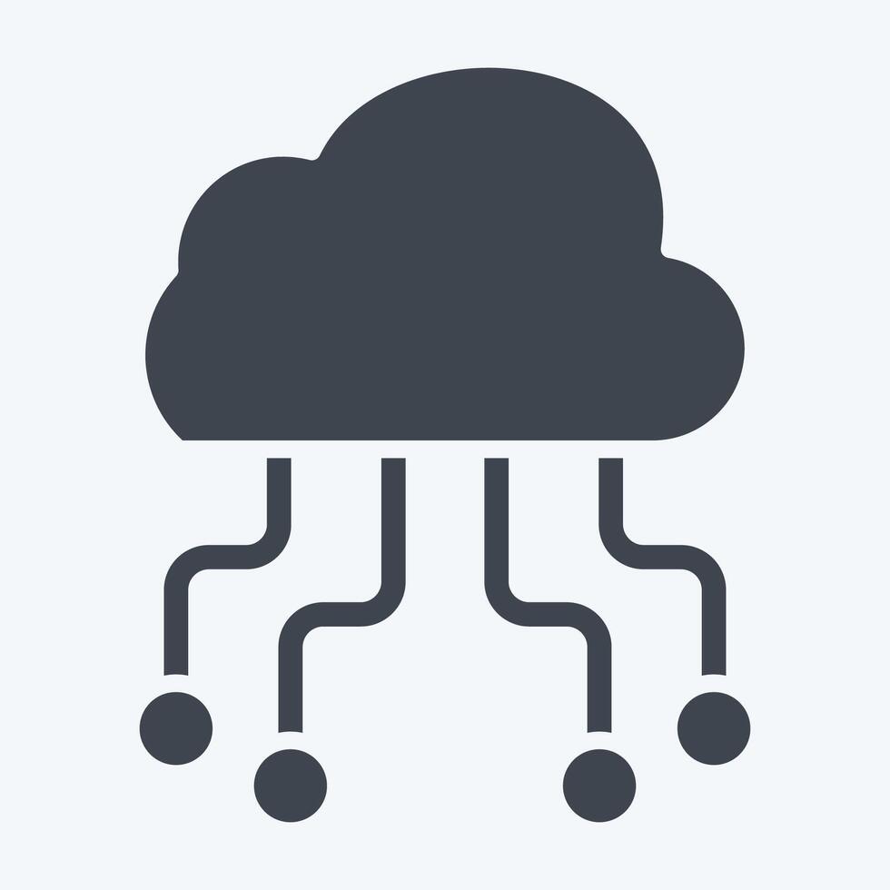 Icon Cloud Hosting. related to Network symbol. glyph style. simple illustration vector