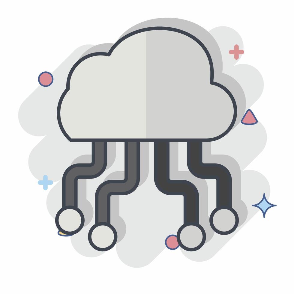 Icon Cloud Hosting. related to Network symbol. chalk Style. simple illustration vector