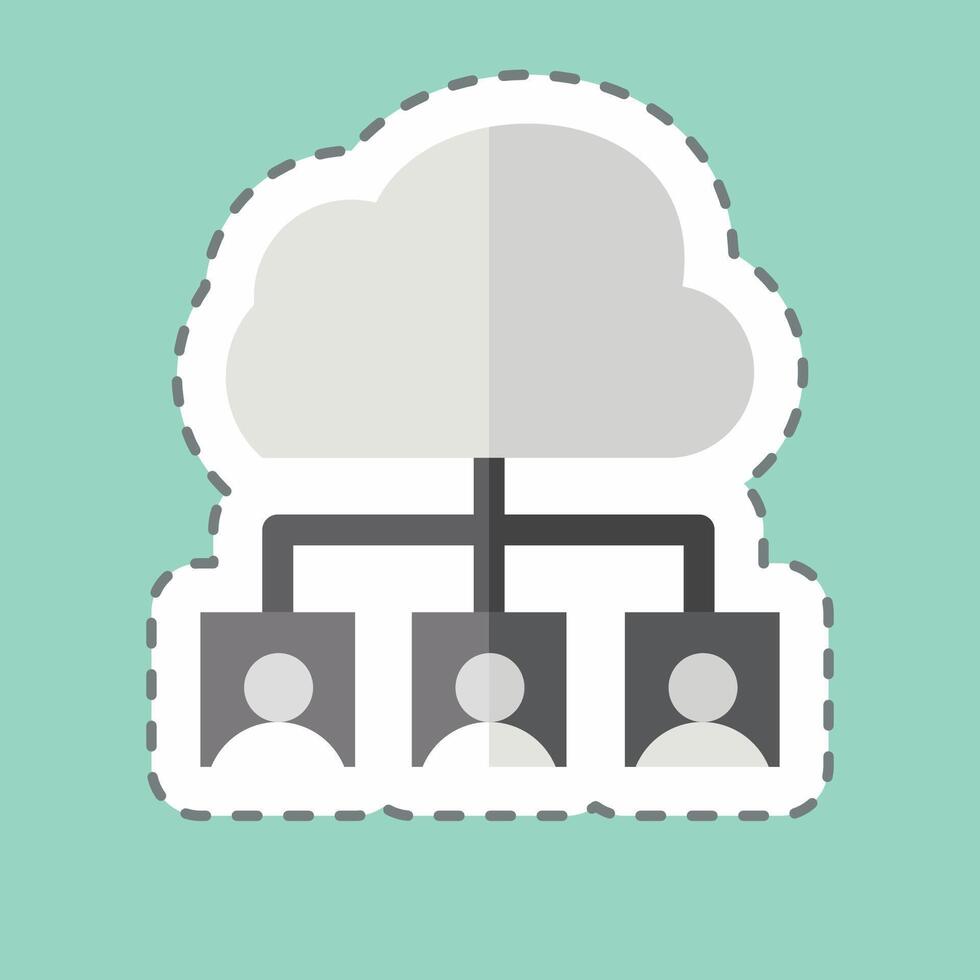 Sticker line cut Cloud Team. related to Network symbol. simple illustration vector
