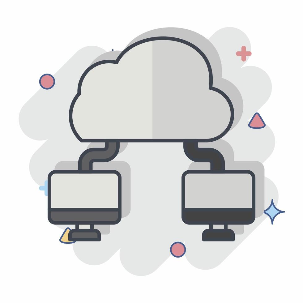 Icon Cloud Connection. related to Network symbol. chalk Style. simple illustration vector