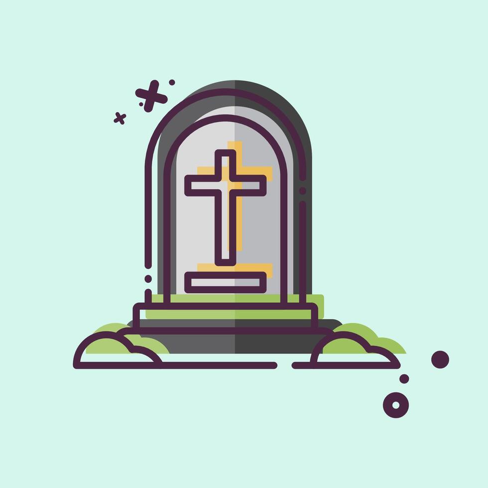 Icon Grave Stone. related to War Military symbol. MBE style. simple illustration vector