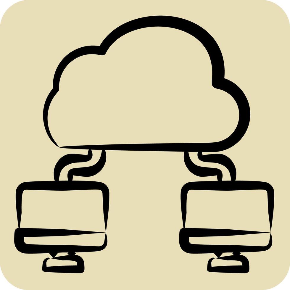 Icon Cloud Connection. related to Network symbol. hand drawn style. simple illustration vector