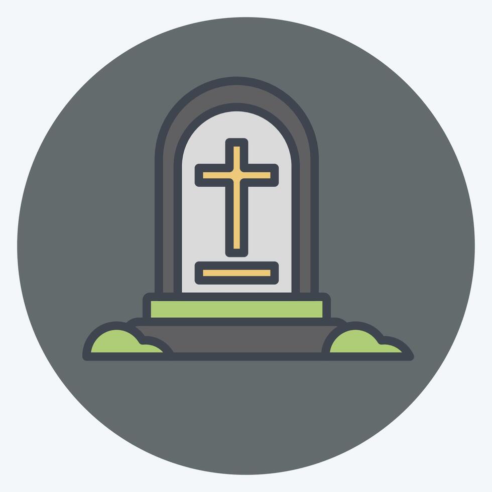 Icon Grave Stone. related to War Military symbol. color mate style. simple illustration vector