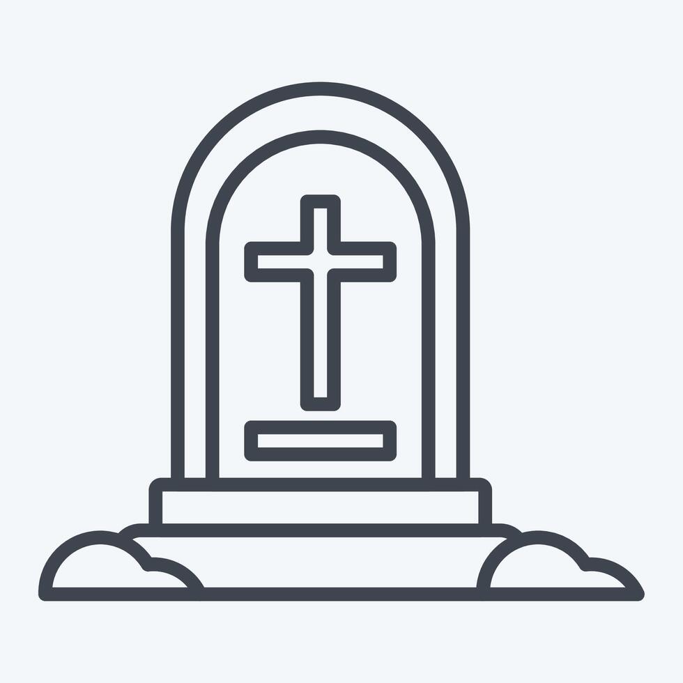 Icon Grave Stone. related to War Military symbol. line style. simple illustration vector