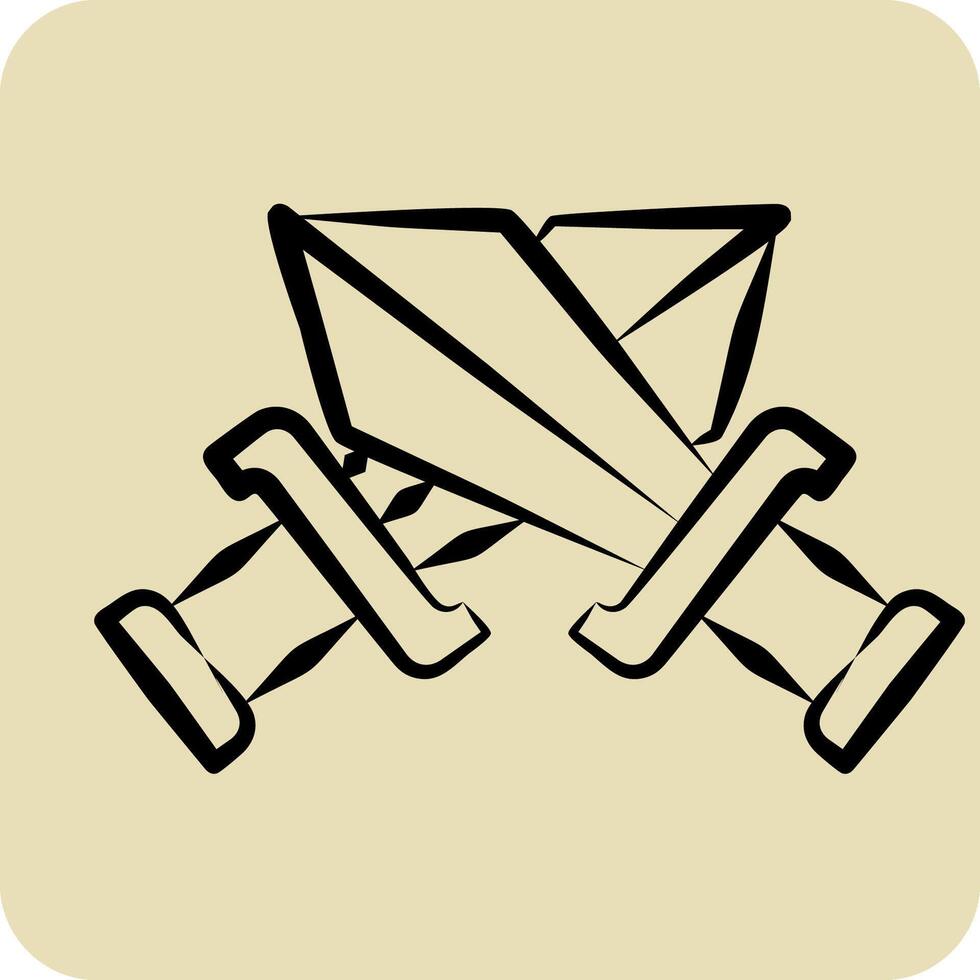 Icon Sword. related to War Military symbol. hand drawn style. simple illustration vector