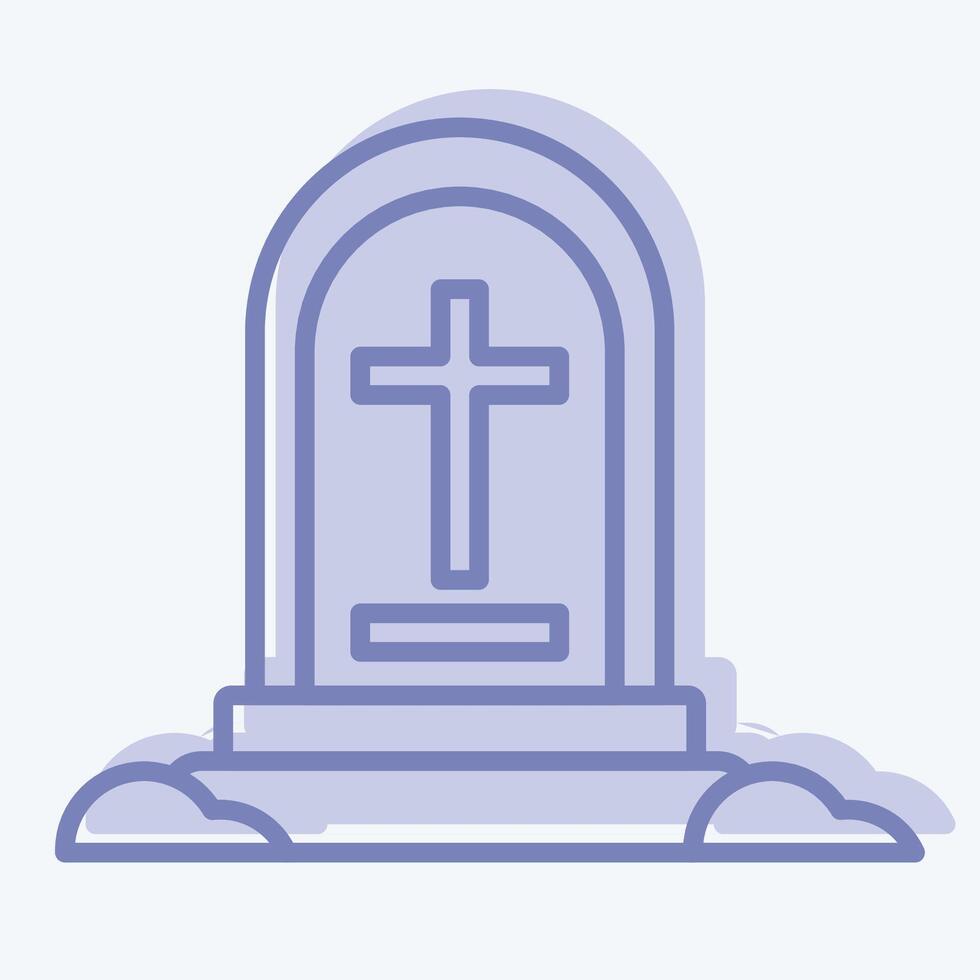 Icon Grave Stone. related to War Military symbol. two tone style. simple illustration vector