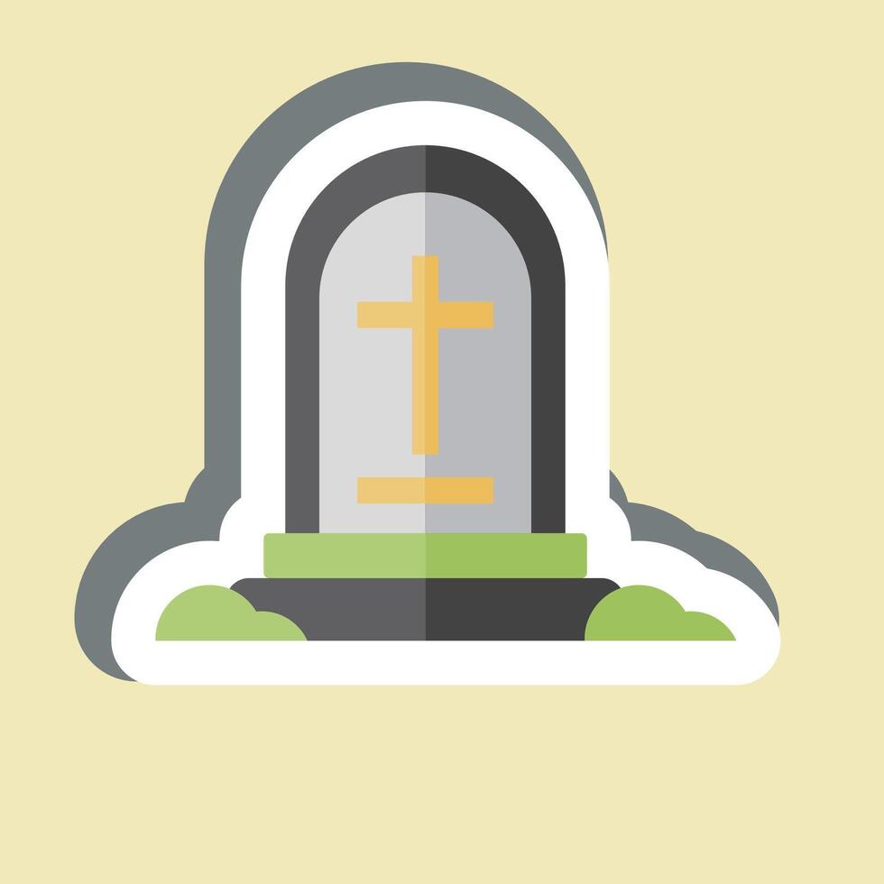 Sticker Grave Stone. related to War Military symbol. simple illustration vector