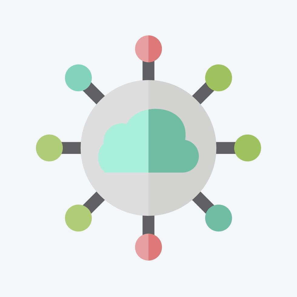 Icon Cloud Network. related to Network symbol. flat style. simple illustration vector