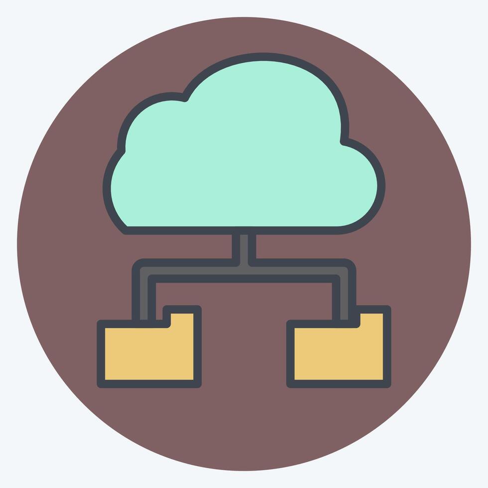 Icon Cloud Storage. related to Network symbol. color mate style. simple illustration vector