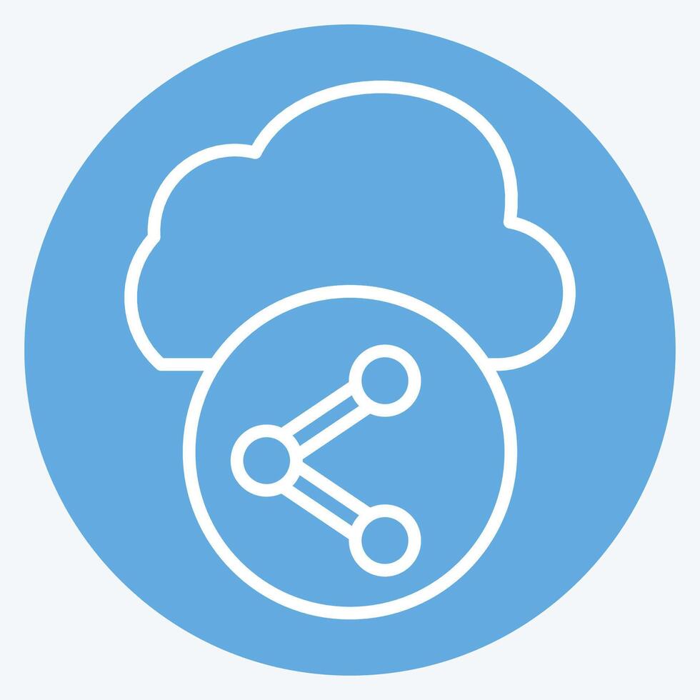 Icon Cloud Share. related to Network symbol. blue eyes style. simple illustration vector