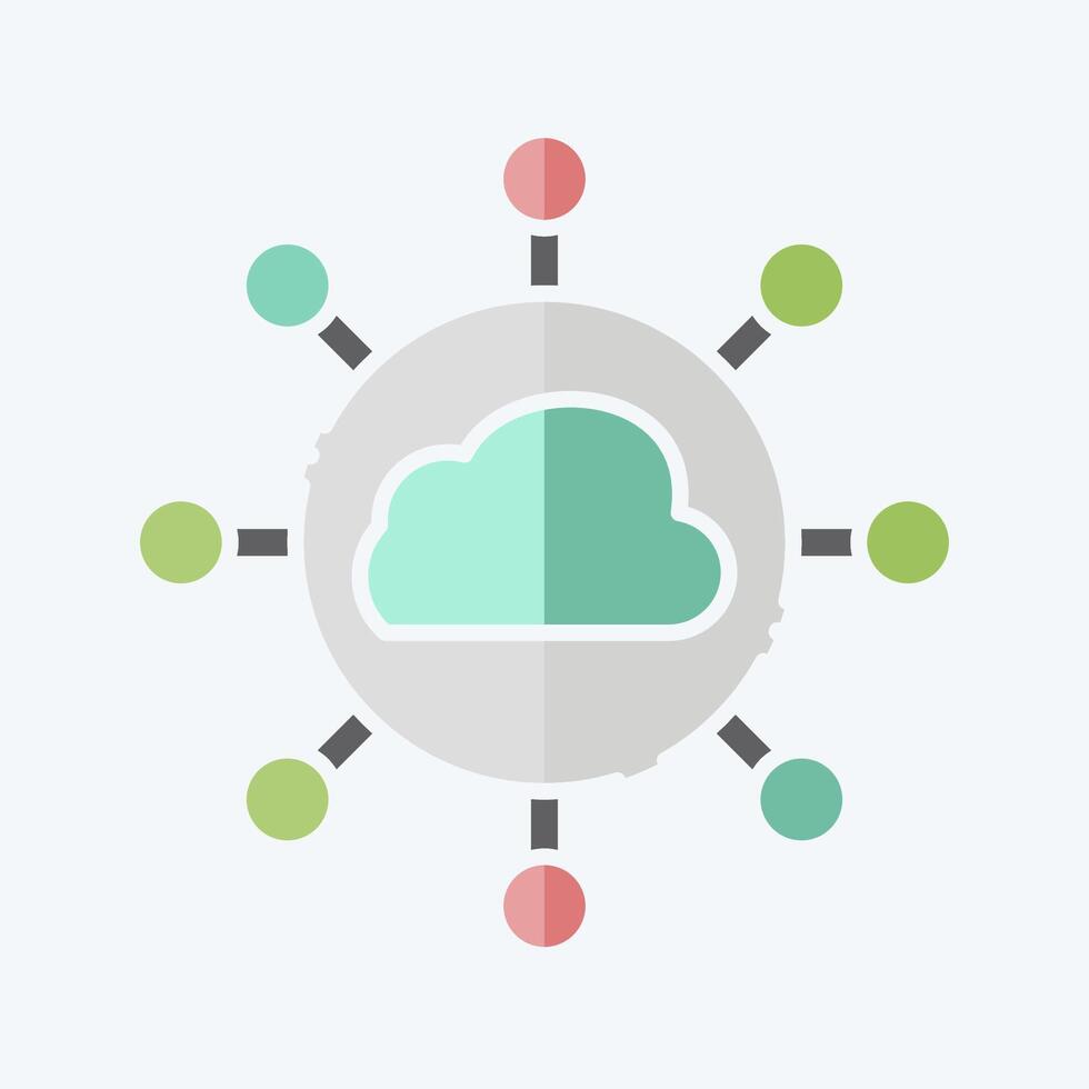 Icon Cloud Network. related to Network symbol. doodle style. simple illustration vector