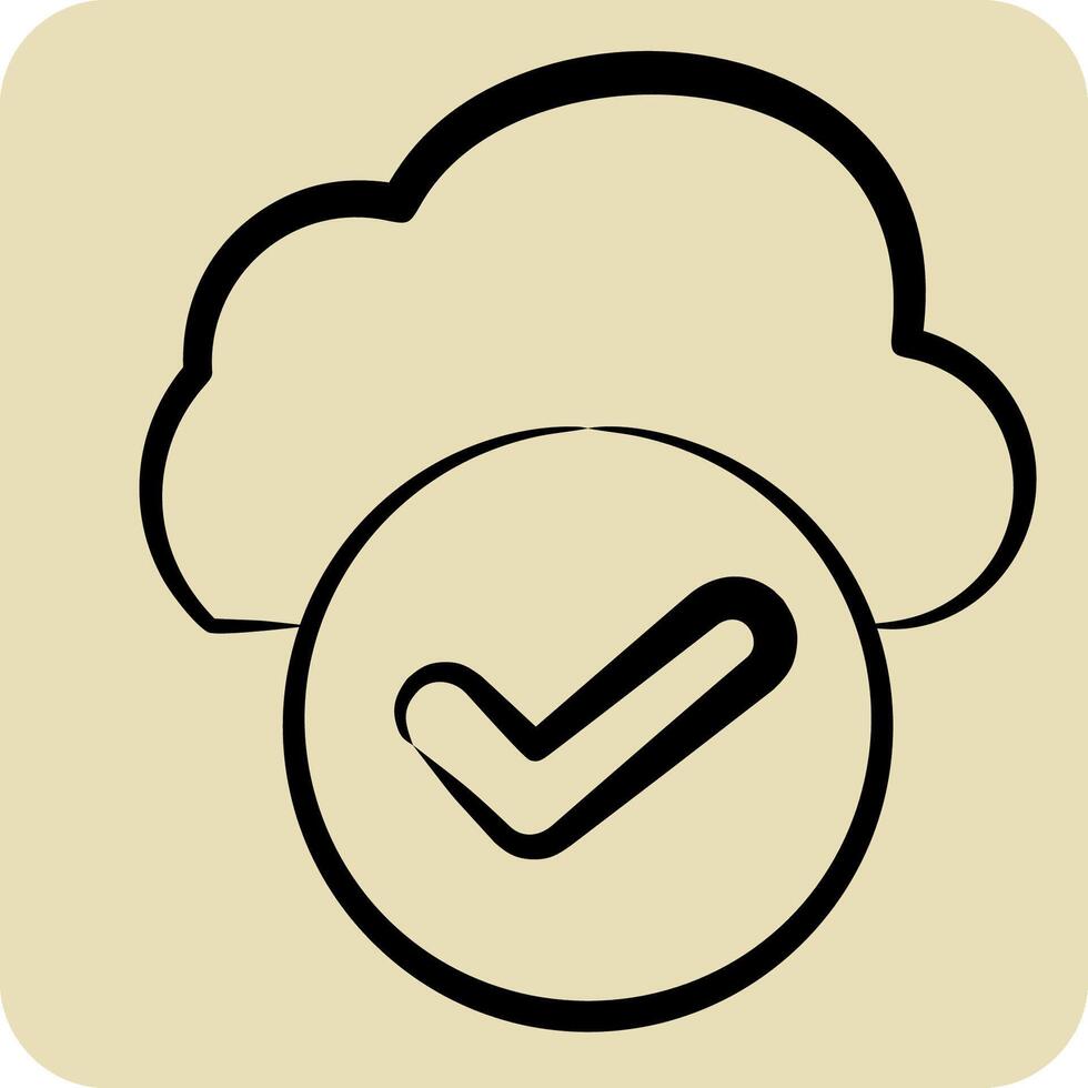 Icon Cloud Access. related to Network symbol. hand drawn style. simple illustration vector