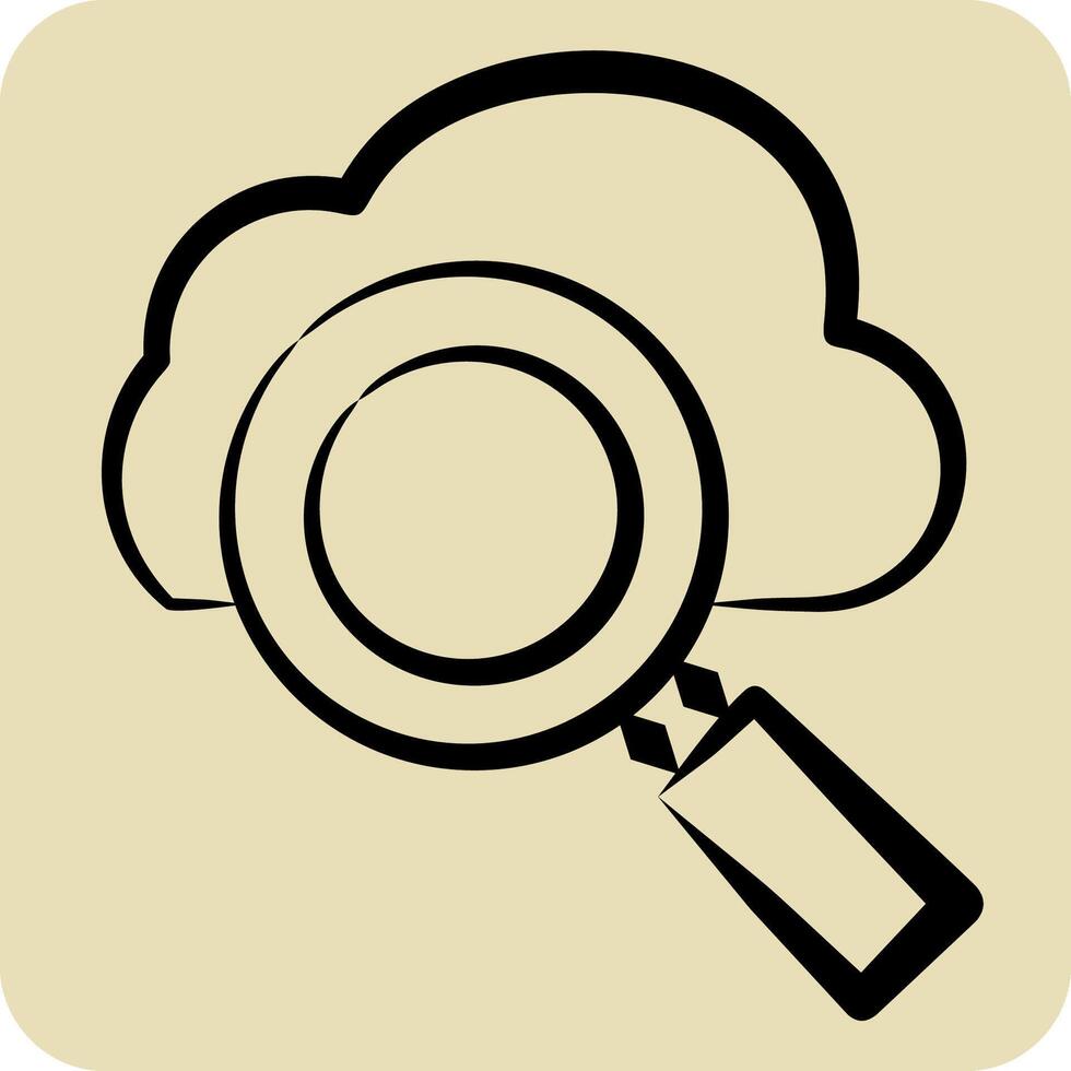 Icon Cloud Search. related to Network symbol. hand drawn style. simple illustration vector