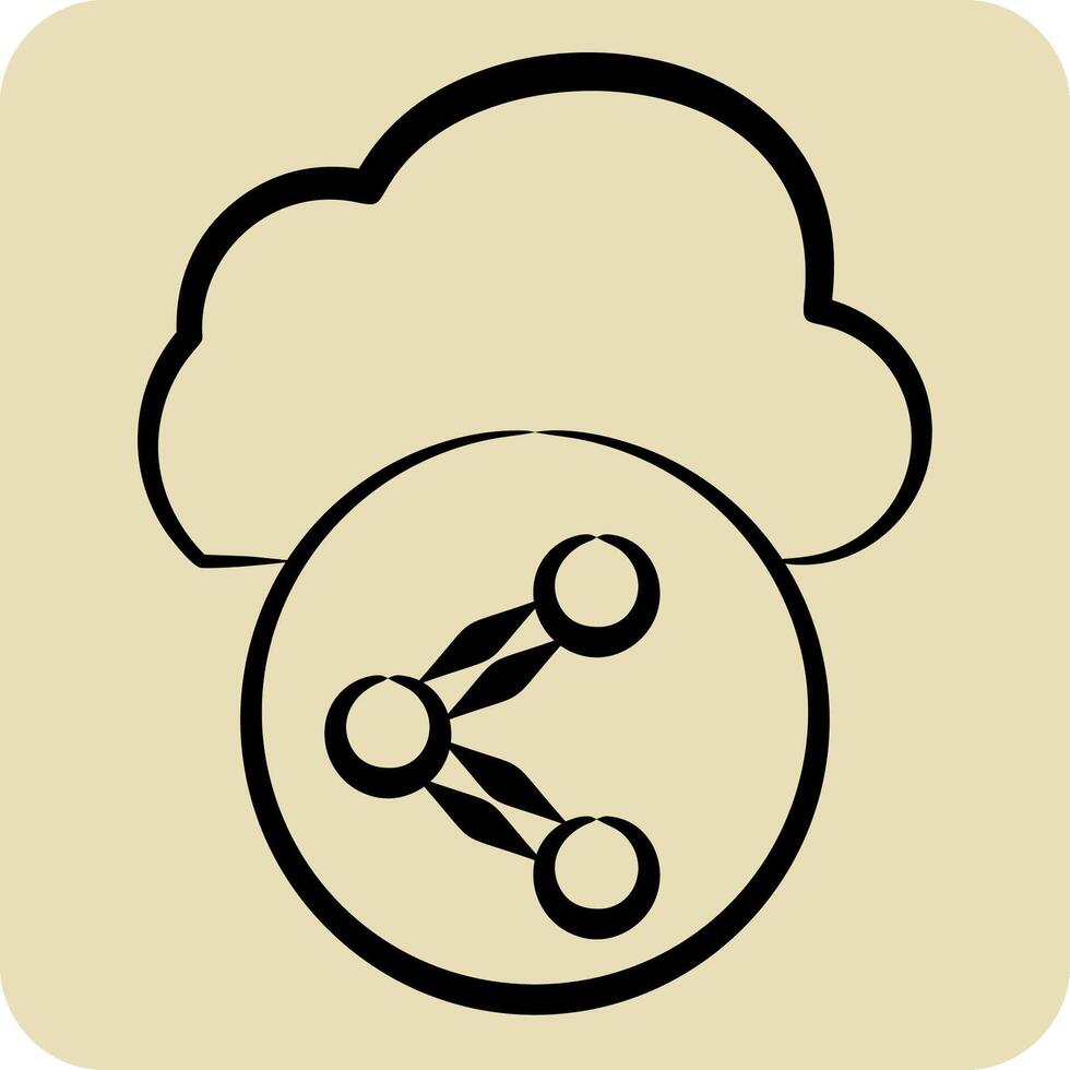 Icon Cloud Share. related to Network symbol. hand drawn style. simple illustration vector
