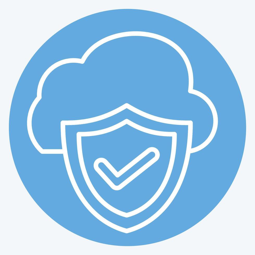 Icon Cloud Security. related to Network symbol. blue eyes style. simple illustration vector