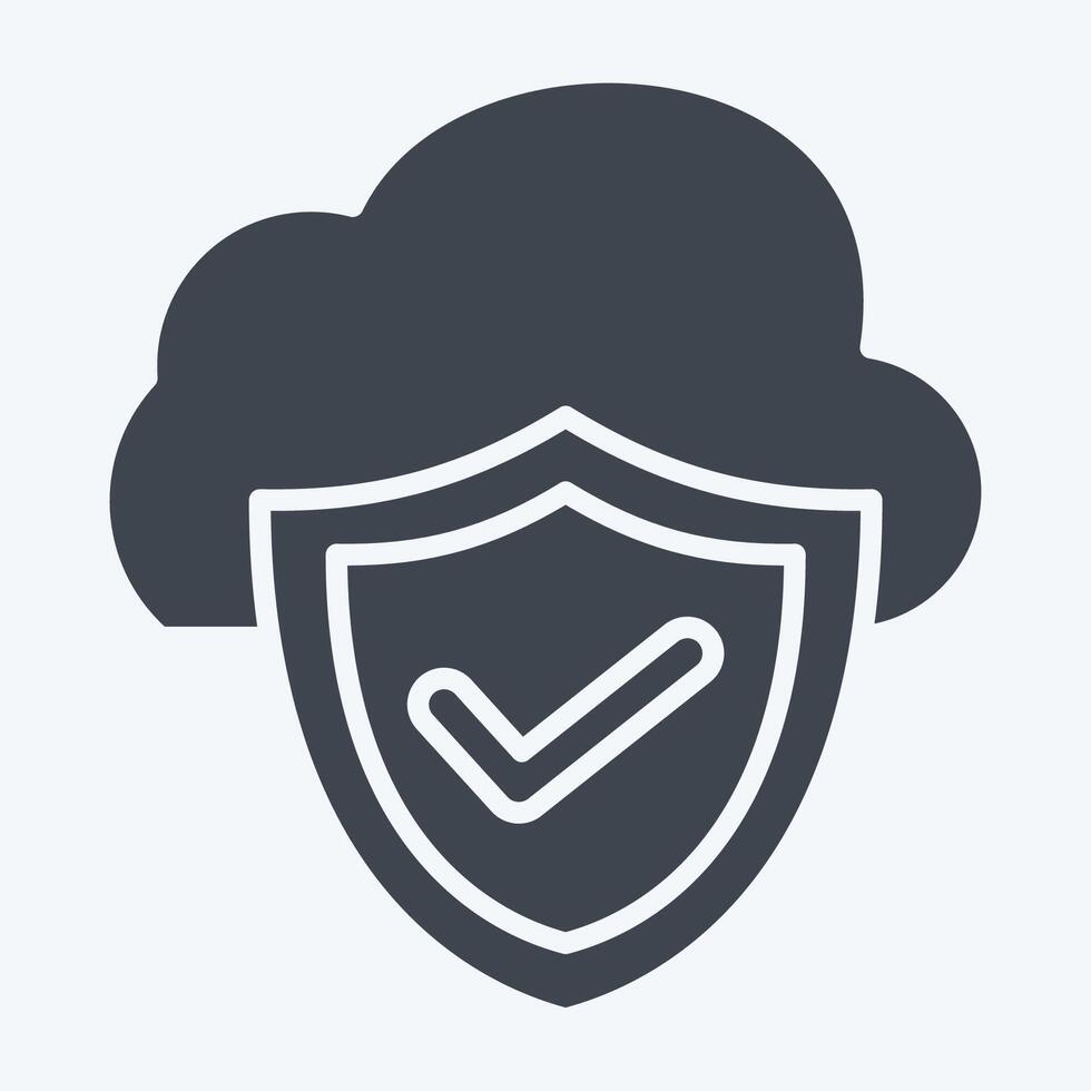 Icon Cloud Security. related to Network symbol. glyph style. simple illustration vector