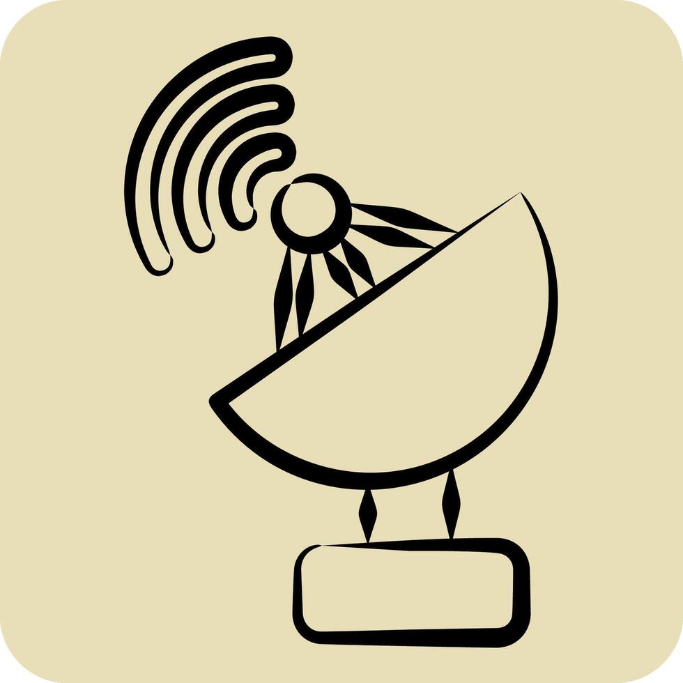 Icon Satellite. related to War Military symbol. hand drawn style. simple illustration vector