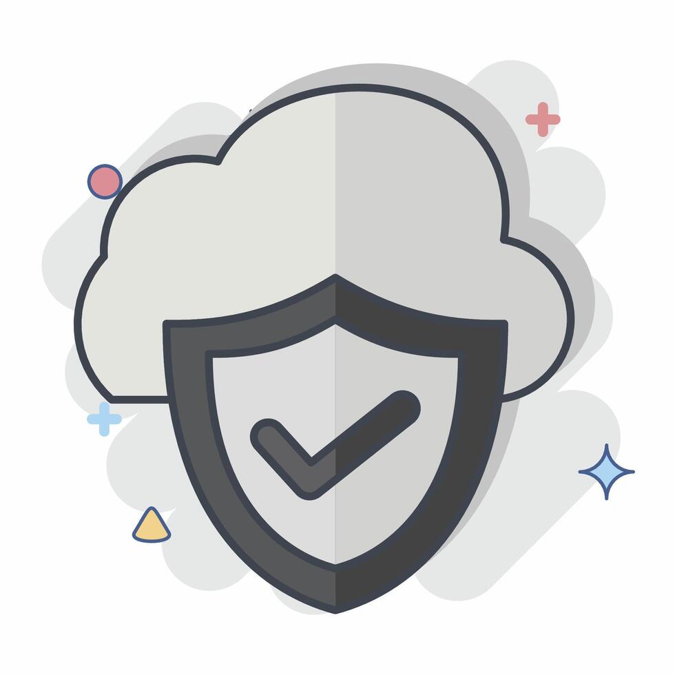 Icon Cloud Security. related to Network symbol. chalk Style. simple illustration vector