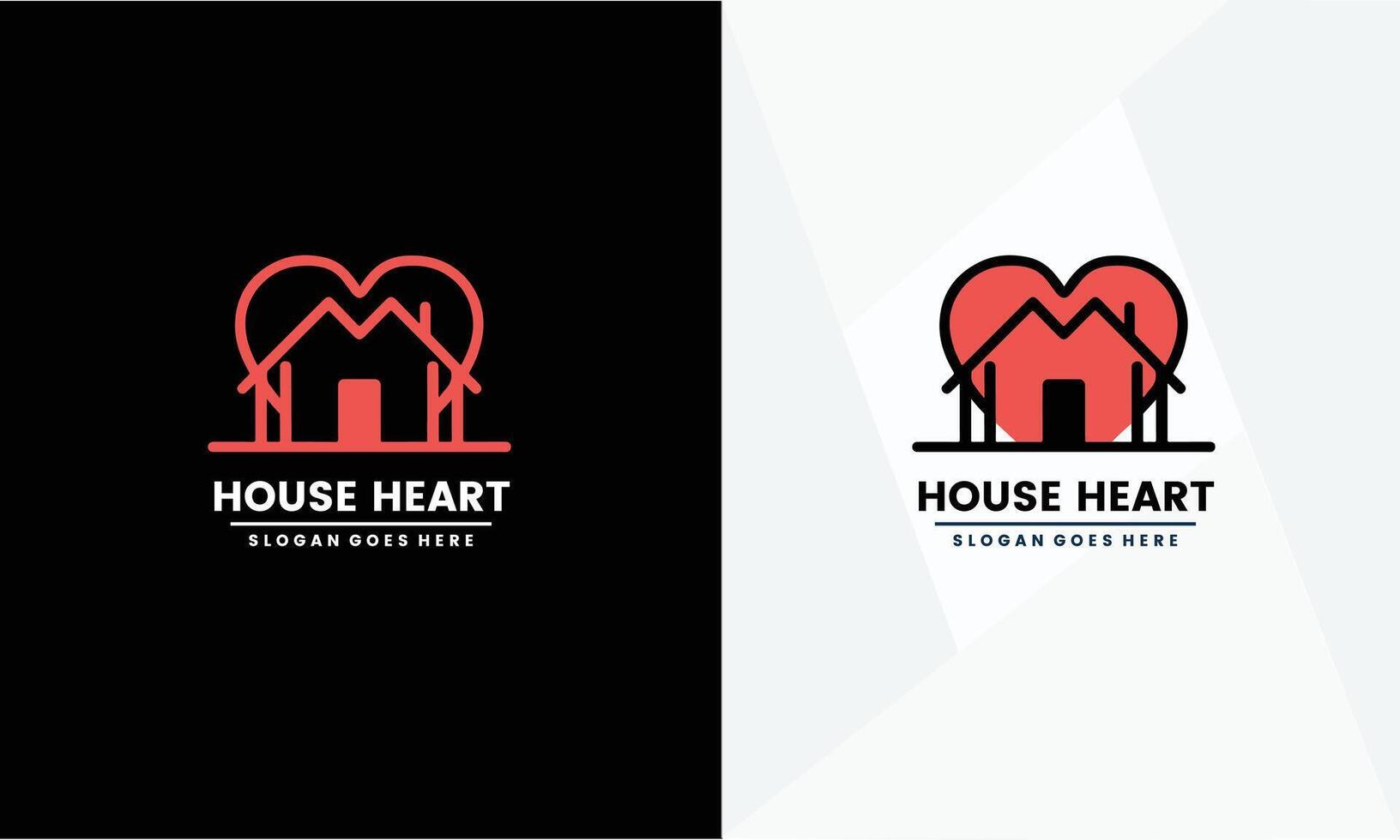 Simple minimalist love with house combination logo design. Pro vector