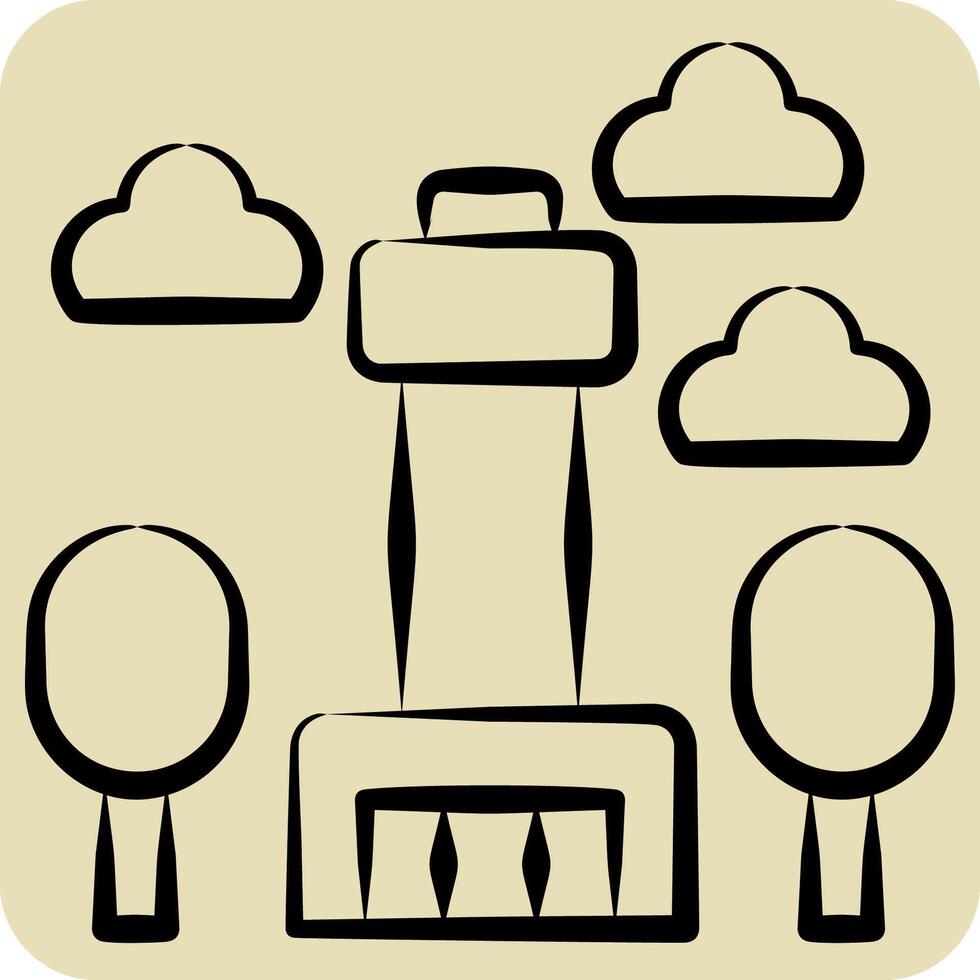 Icon Seoul Tower. related to Korea symbol. hand drawn style. simple illustration vector