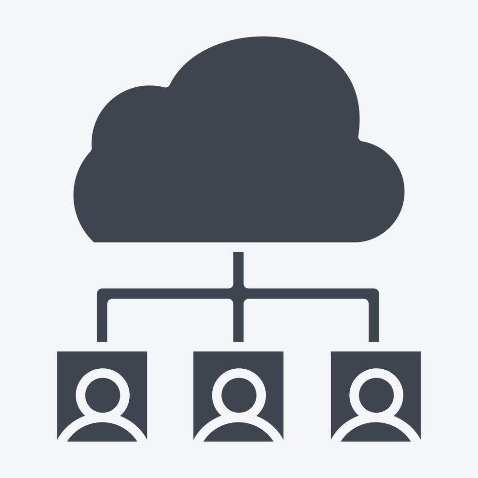 Icon Cloud Team. related to Network symbol. glyph style. simple illustration vector
