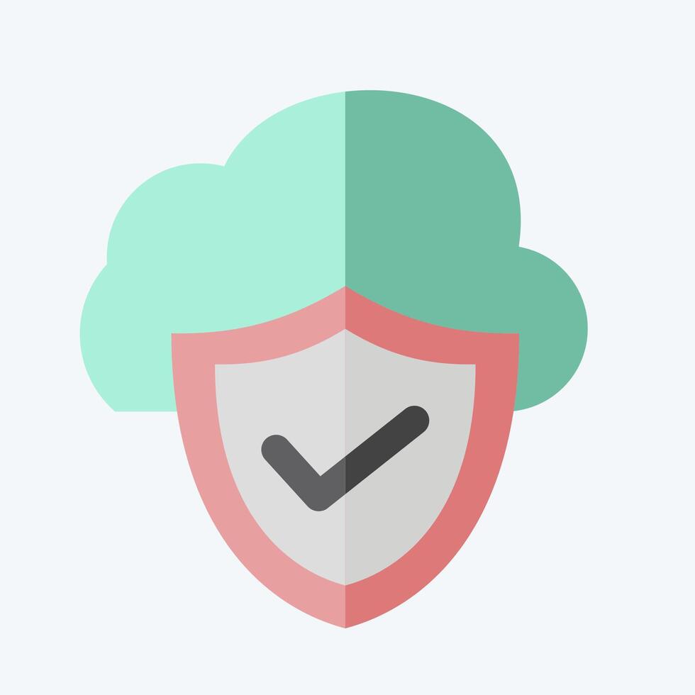 Icon Cloud Security. related to Network symbol. flat style. simple illustration vector