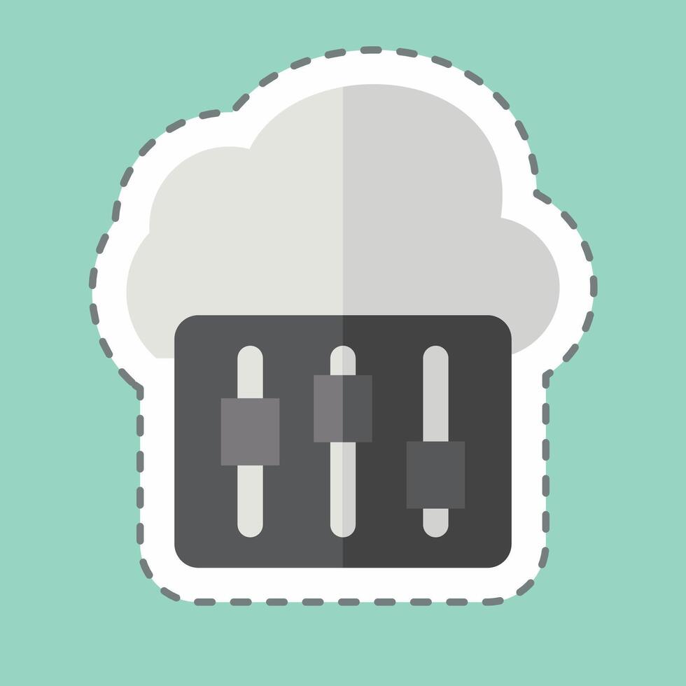Sticker line cut Cloud Setting. related to Network symbol. simple illustration vector