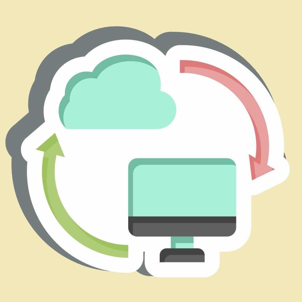 Sticker Backup Data. related to Network symbol. simple illustration vector