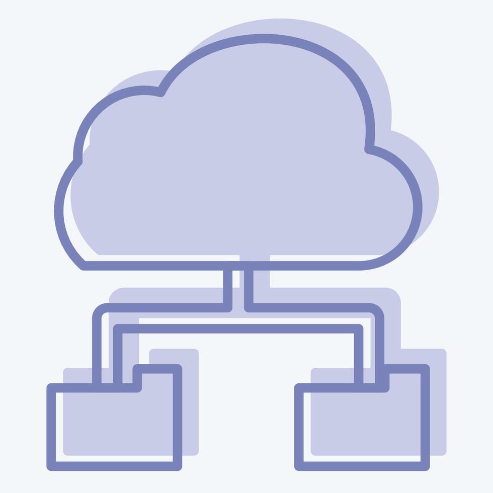 Icon Cloud Storage. related to Network symbol. two tone style. simple illustration vector