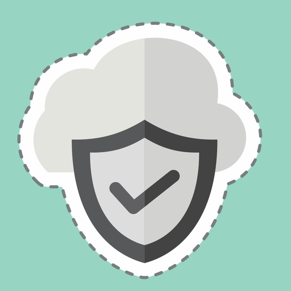Sticker line cut Cloud Security. related to Network symbol. simple illustration vector