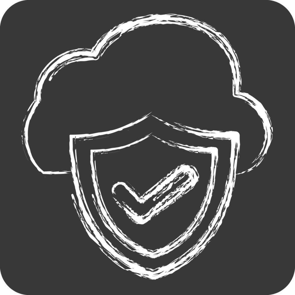 Icon Cloud Security. related to Network symbol. chalk Style. simple illustration vector
